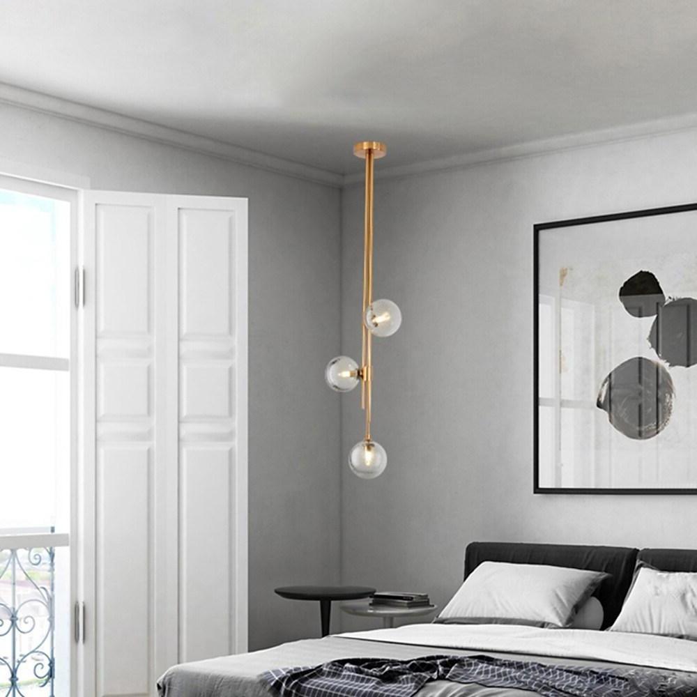 Elongated Gold Metal Glass LED Pendant Light
