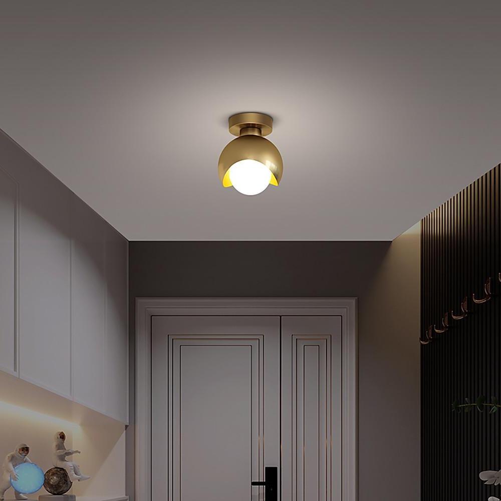 Nordic Copper Globe Flush Mount LED Ceiling Light 6"