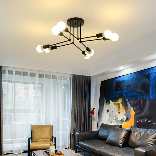 8-Light Modern Linear Gold Flush Mount LED Ceiling Light