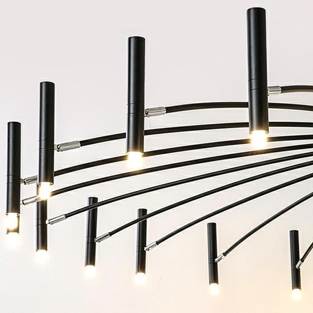 Linear Sputnik 12-Light LED Chandelier – Black Metal Modern Hanging Light