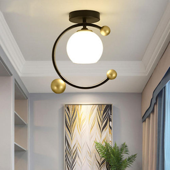 Artistic Metal Glass Globe LED Flush Mount Ceiling Light