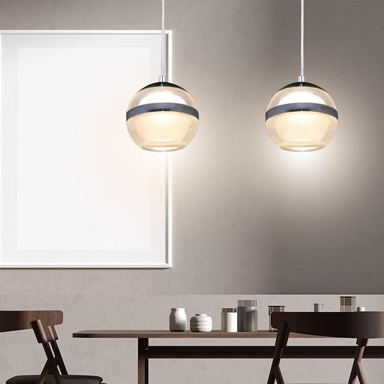 Spherical Acrylic Metal LED Modern Pendant Light Kitchen Island Lighting