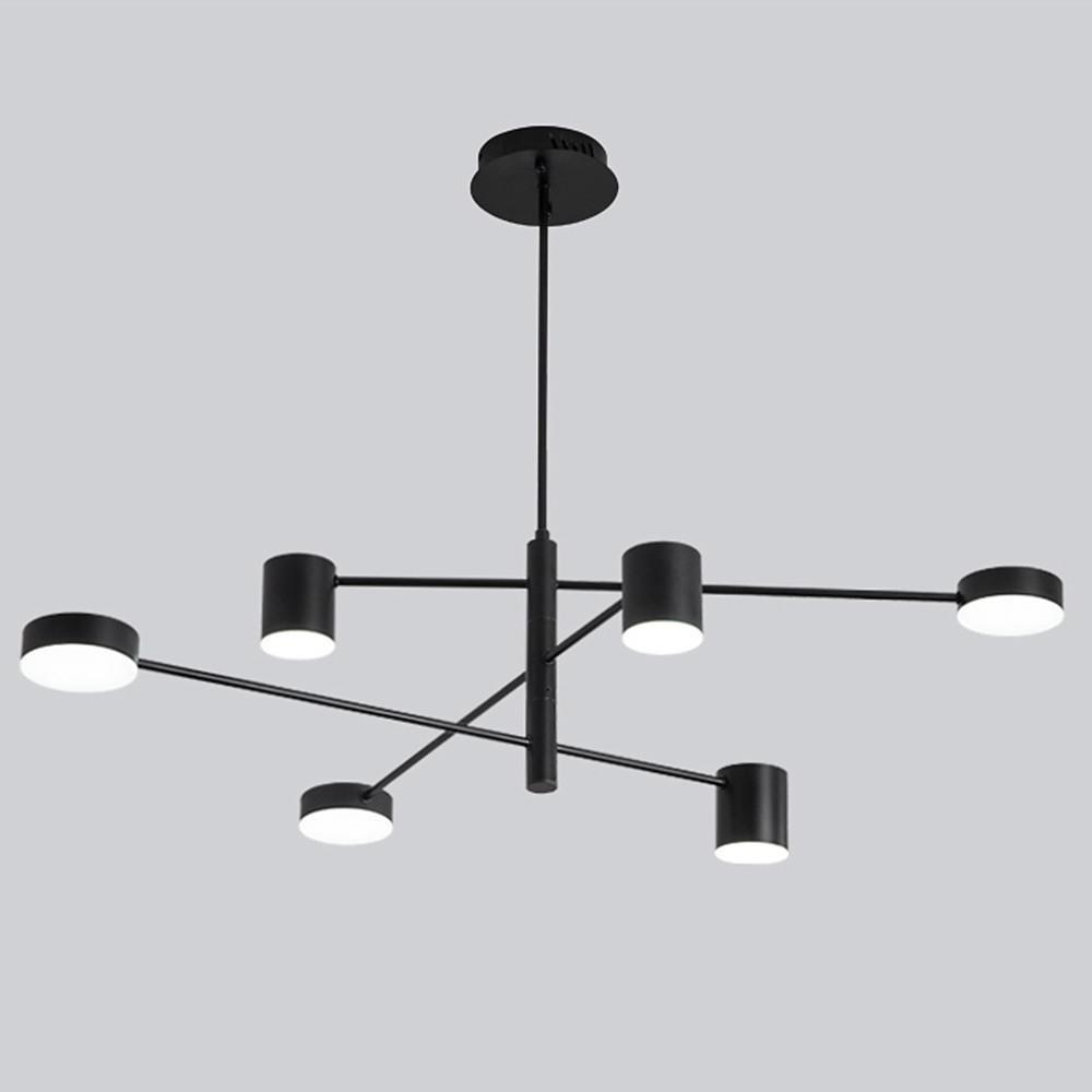 Industrial Sputnik Chandelier – Black Modern Foyer Chandelier with 6 LED Lights