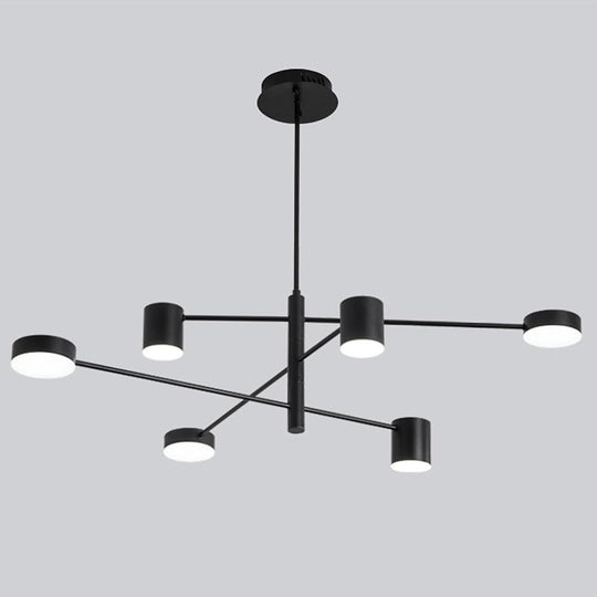 Industrial Sputnik Chandelier – Black Modern Foyer Chandelier with 6 LED Lights