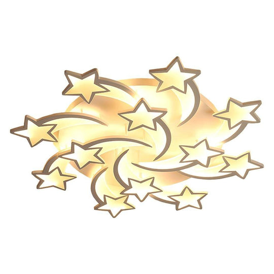Celestial Shooting Stars LED Flush Mount Ceiling Light – Dimmable White Design
