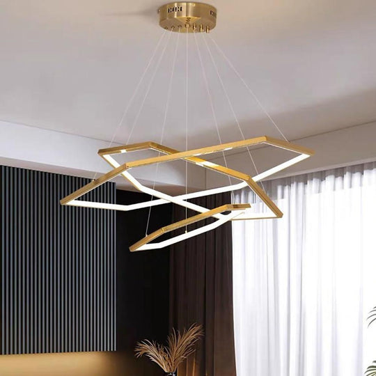 Geometric Ring Electroplated Stainless Steel LED Modern Chandelier Ceiling Lights