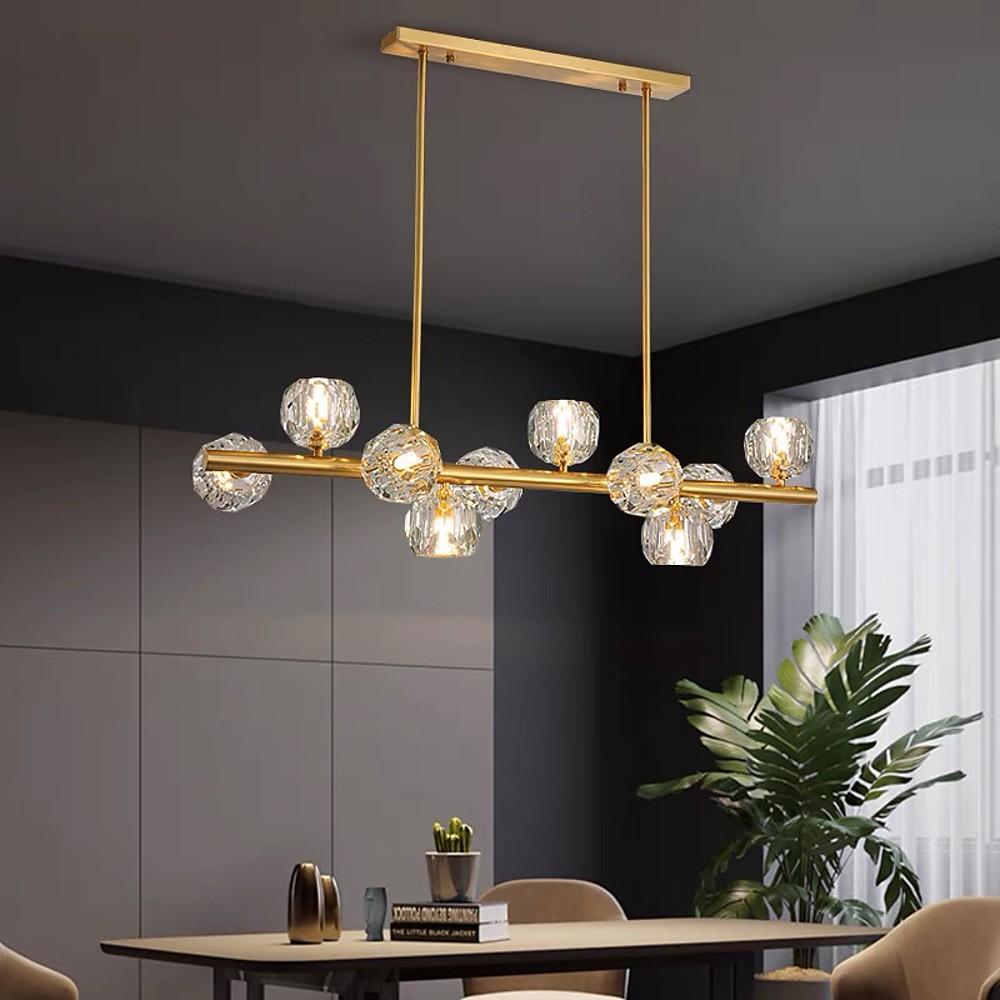 Gold Metal Crystal Globe Cluster LED Chandelier