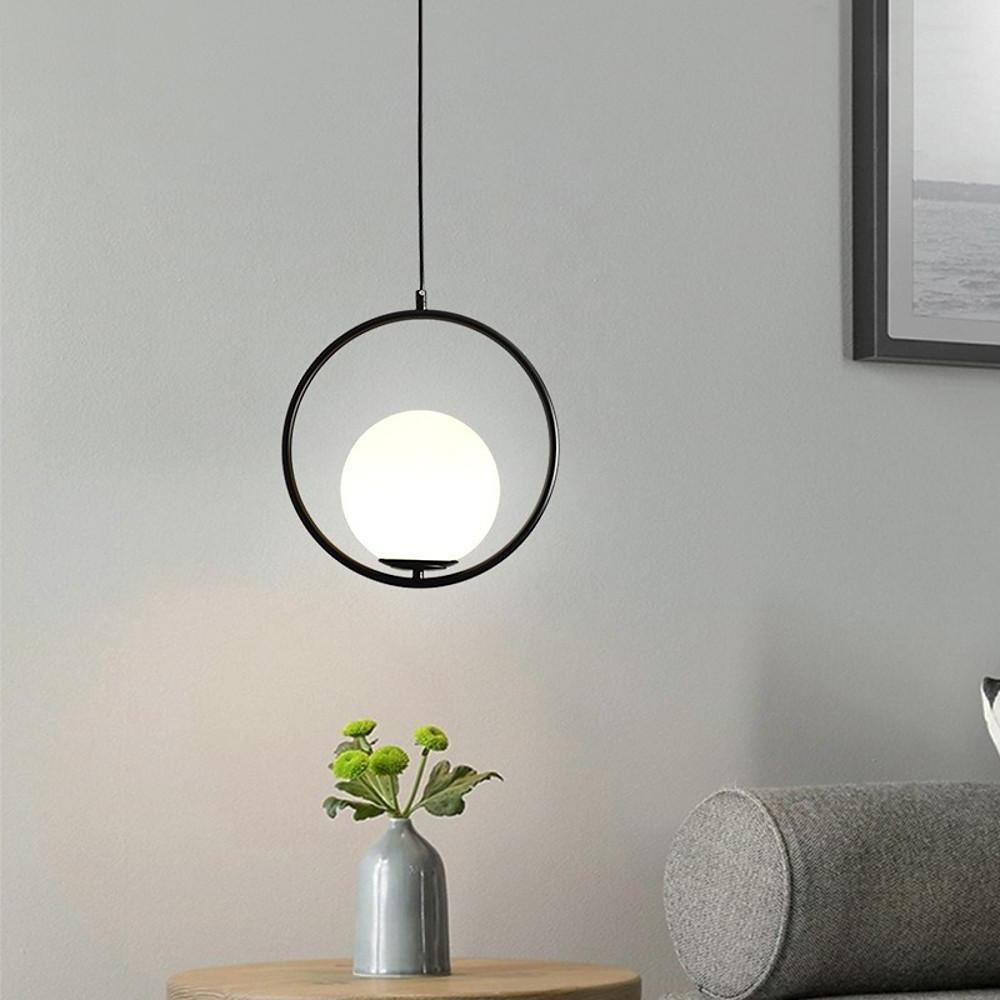 Modern Metal Circle Glass Globe Pendant Ceiling Light