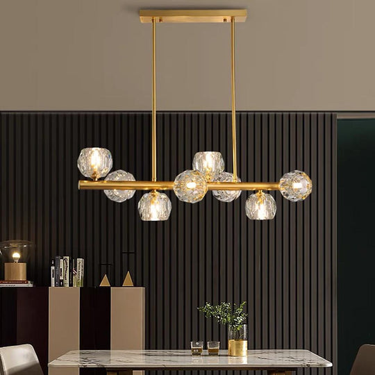 Gold Metal Crystal Globe Cluster LED Chandelier