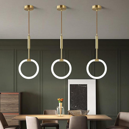 Circle LED Gold Modern Pendant Light Hanging Lamp