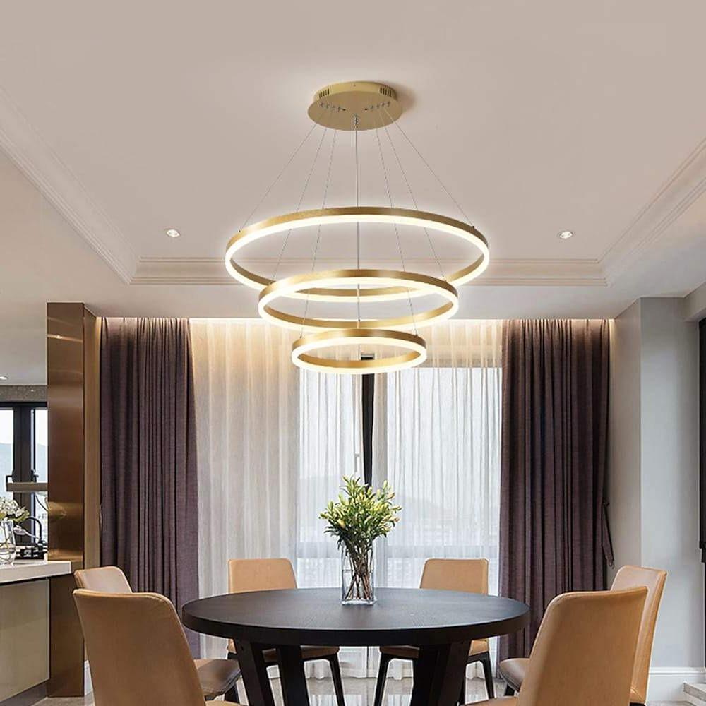 3 Circle Graduated Bedroom Chandeliers Remote Control Ceiling Light