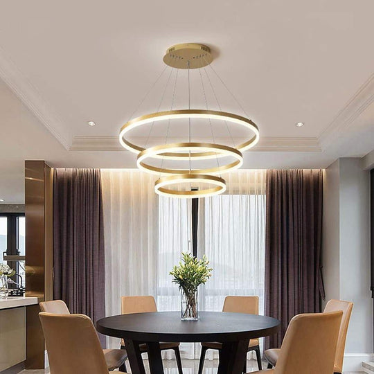 3 Circle Graduated Bedroom Chandeliers Remote Control Ceiling Light