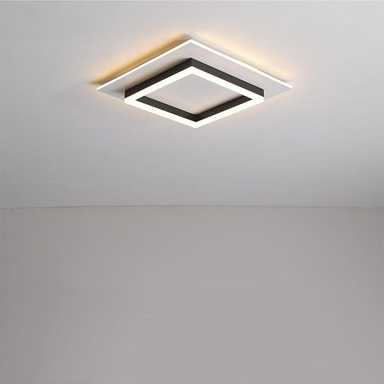 Two Square Shaped Modern LED Flush Mount Ceiling Light – Bedroom
