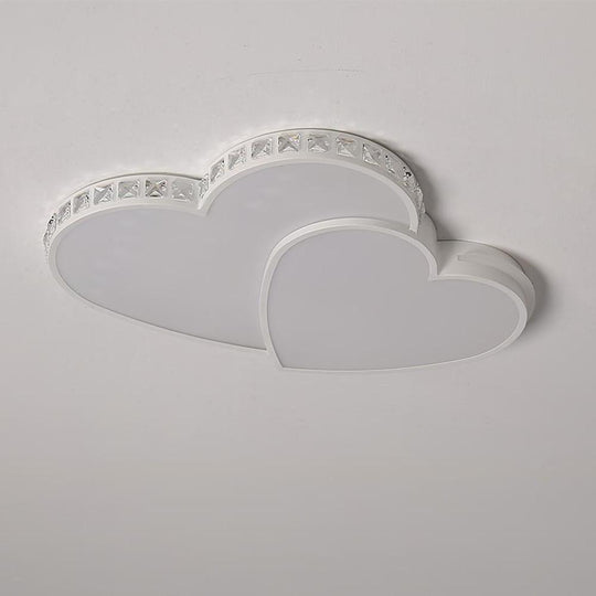 Two Heart Shaped Flush Mount Ceiling Light Dimmable LED Lamp