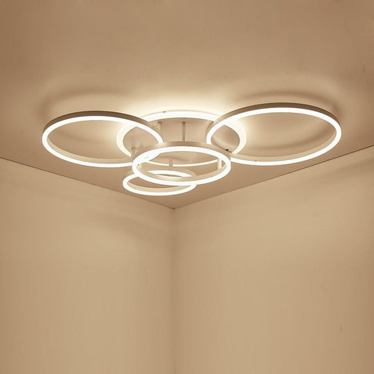 4 Circle Dimmable LED Modern Flush Mount Ceiling Light Fixtures