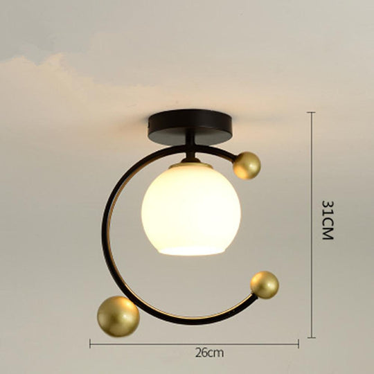 Artistic Metal Glass Globe LED Flush Mount Ceiling Light