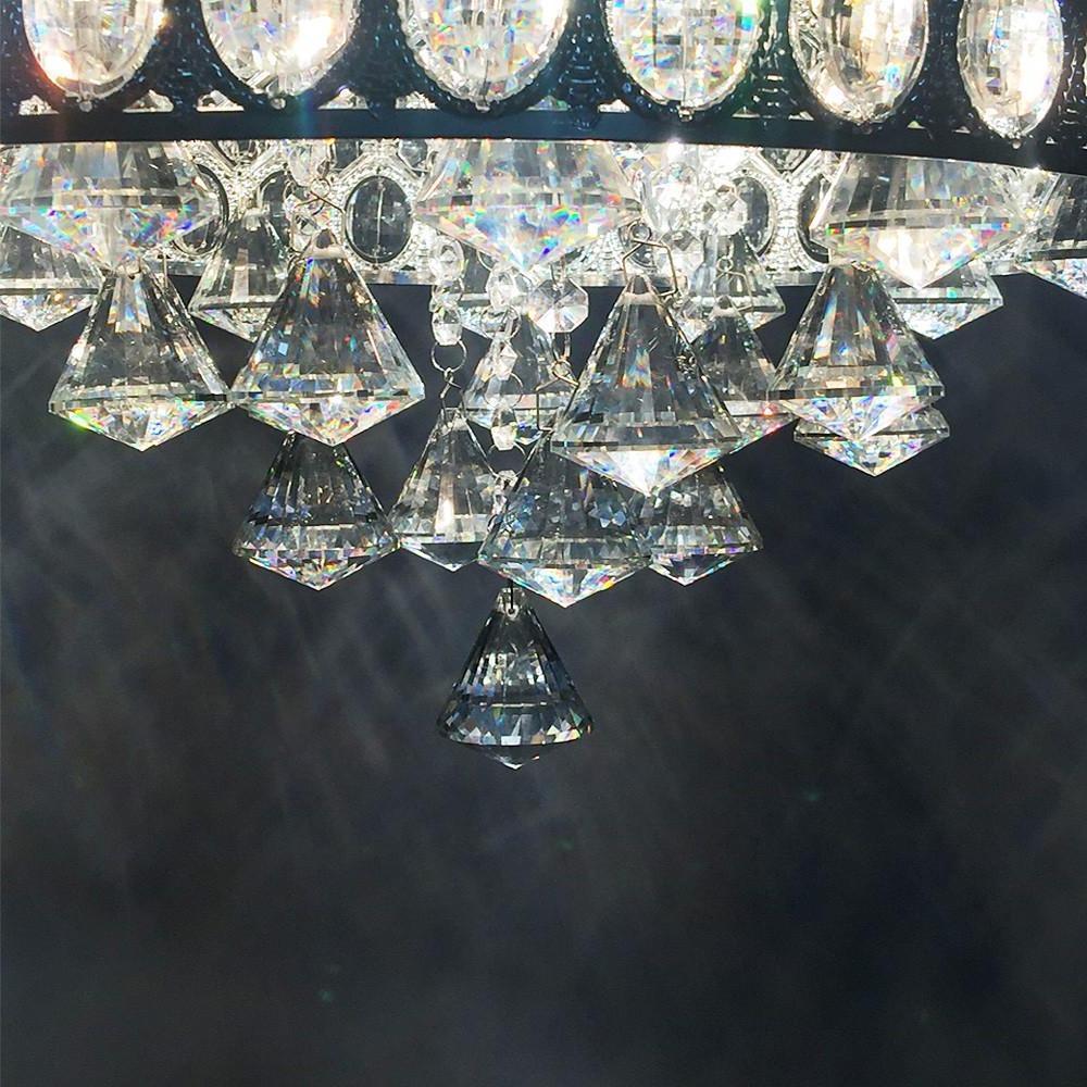 4-Light Drum Shaped Crystal Metal Modern Flush Mount Chandelier