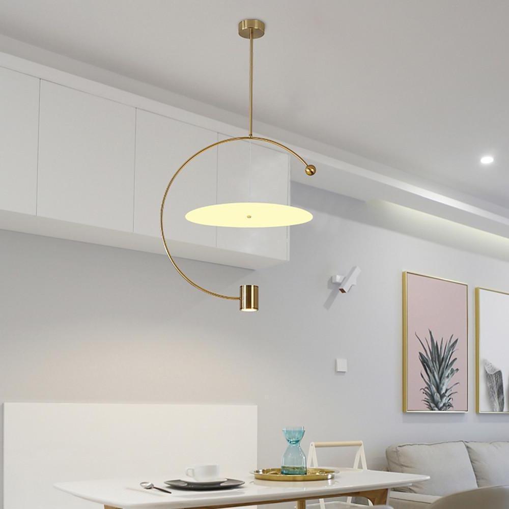 Electroplated Metal Semi-Circular LED Gold Nordic Pendant Light