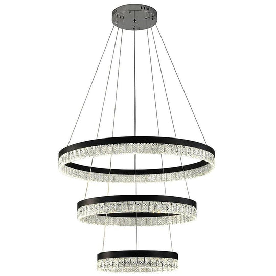 3-Tier Circles LED Crystal Modern Chandelier