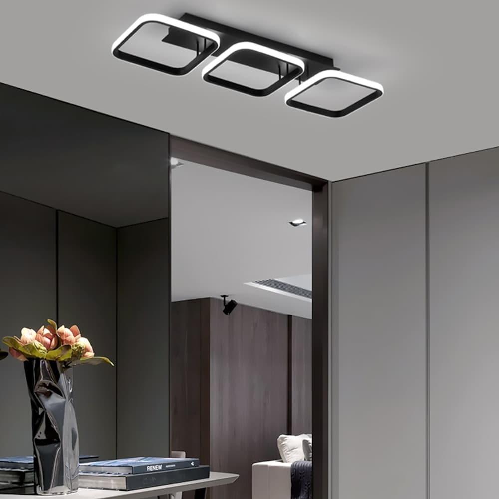 3-Square LED Modern Black Ceiling Light
