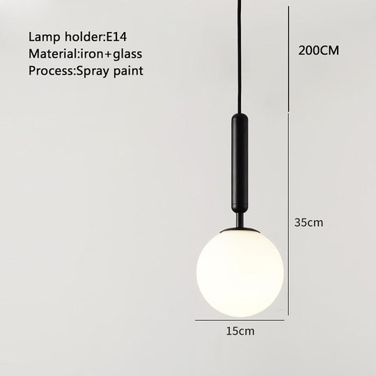 Glass Ball Shaped LED Electroplated Modern Pendant Light