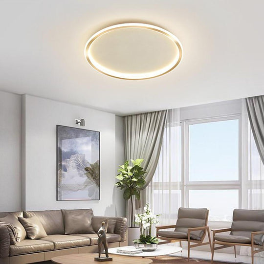 Circular Minimalist Metal Silica Gel LED Flush Mount Ceiling Light