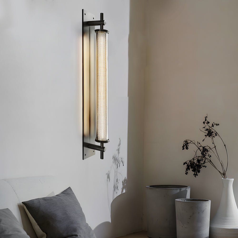 Industrial Black Stainless Steel Long Metallic Tube Wall Light – 19.7'' Height