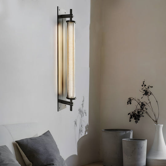 Industrial Black Stainless Steel Long Metallic Tube Wall Light – 19.7'' Height