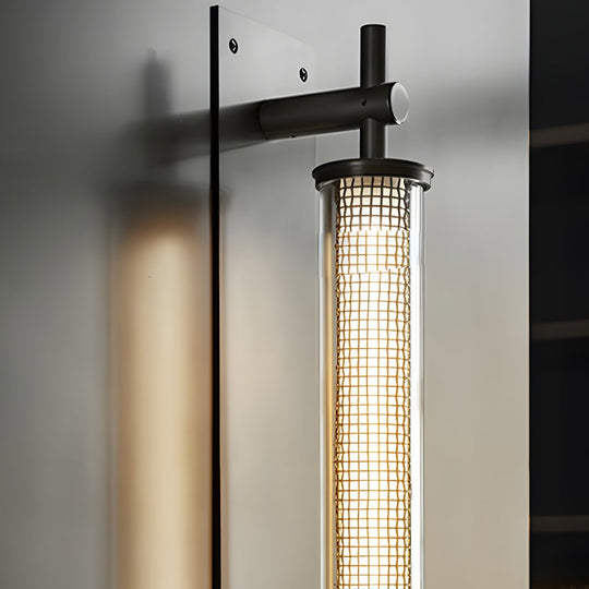Industrial Black Stainless Steel Long Metallic Tube Wall Light – 19.7'' Height