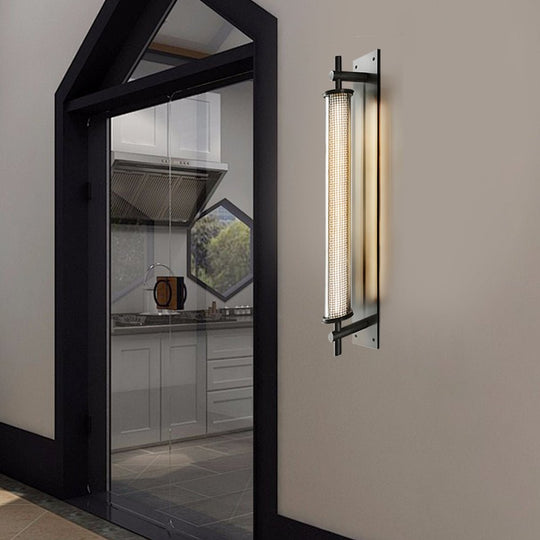 Industrial Black Stainless Steel Long Metallic Tube Wall Light – 19.7'' Height