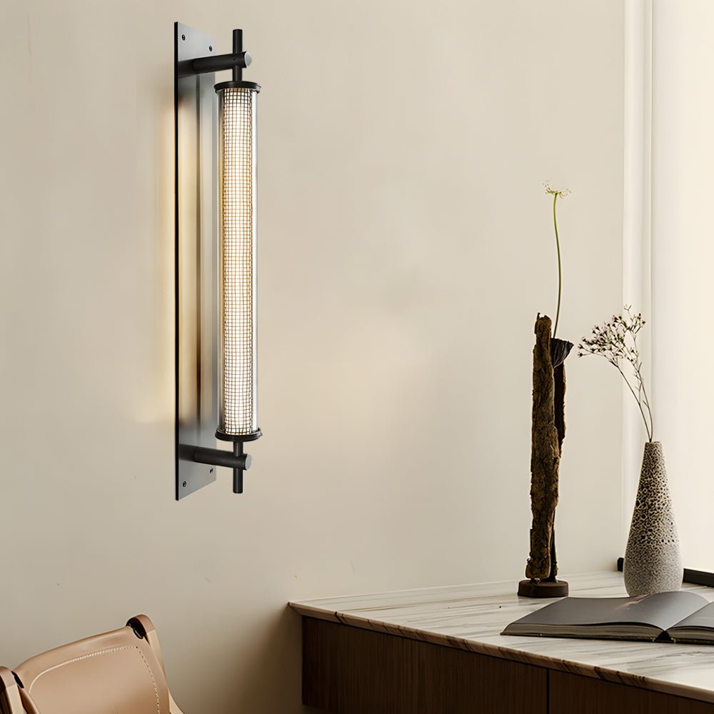 Industrial Black Stainless Steel Long Metallic Tube Wall Light – 19.7'' Height
