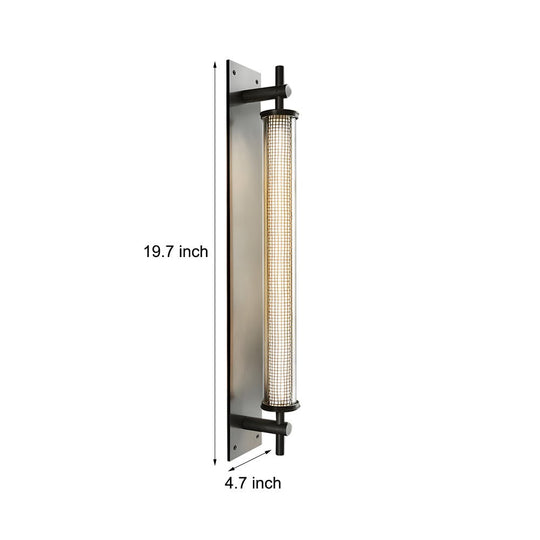 Industrial Black Stainless Steel Long Metallic Tube Wall Light – 19.7'' Height