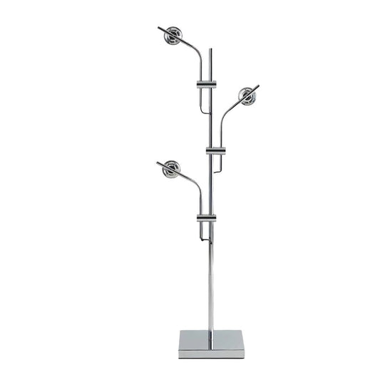Industrial Chrome Multi-Angle Floor Lamp with Adjustable Heads