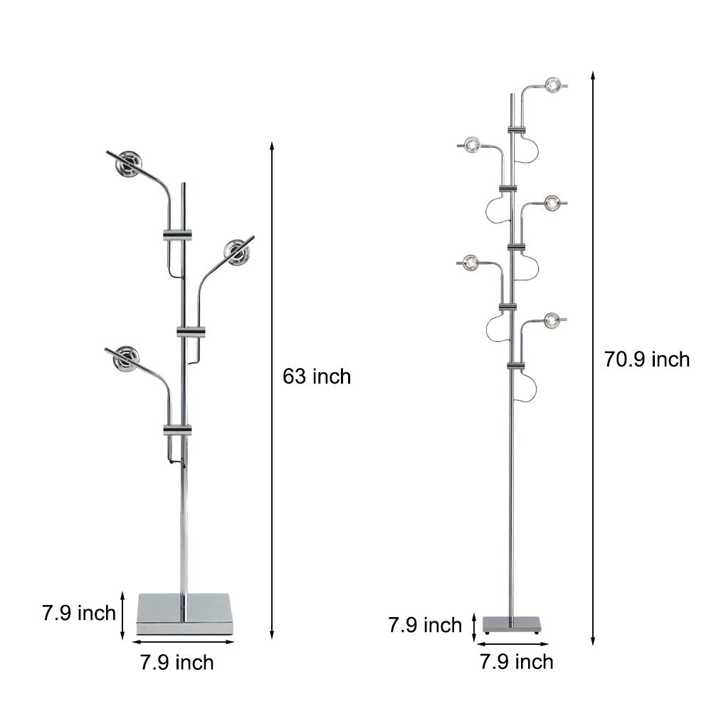 Industrial Chrome Multi-Angle Floor Lamp with Adjustable Heads