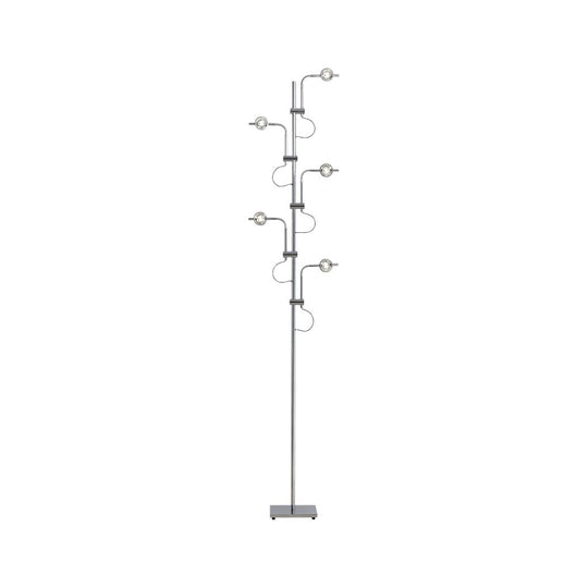 Industrial Chrome Multi-Angle Floor Lamp with Adjustable Heads