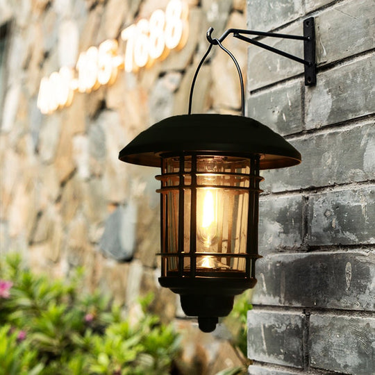 Industrial Style Solar Outdoor LED Wall Lamp