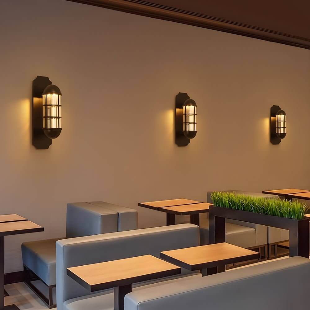 Retro Iron and Glass LED Sconce Light Inspired by Telephone Booth
