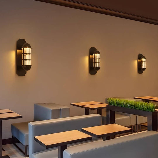Retro Iron and Glass LED Sconce Light Inspired by Telephone Booth