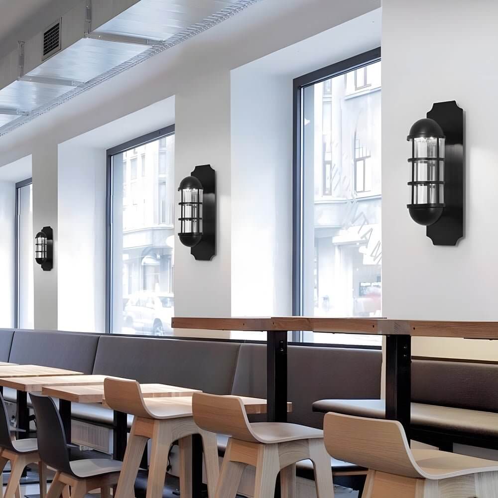 Retro Iron and Glass LED Sconce Light Inspired by Telephone Booth