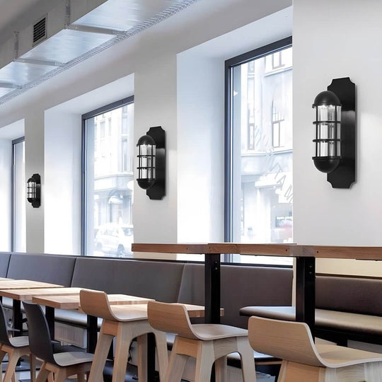 Retro Iron and Glass LED Sconce Light Inspired by Telephone Booth