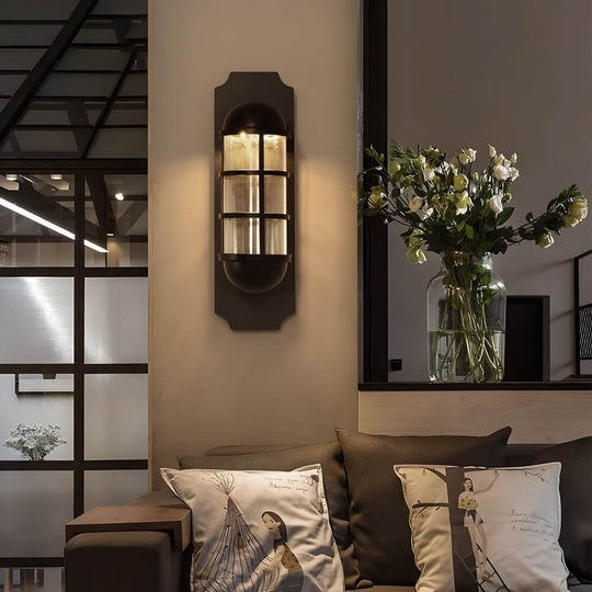 Retro Iron and Glass LED Sconce Light Inspired by Telephone Booth