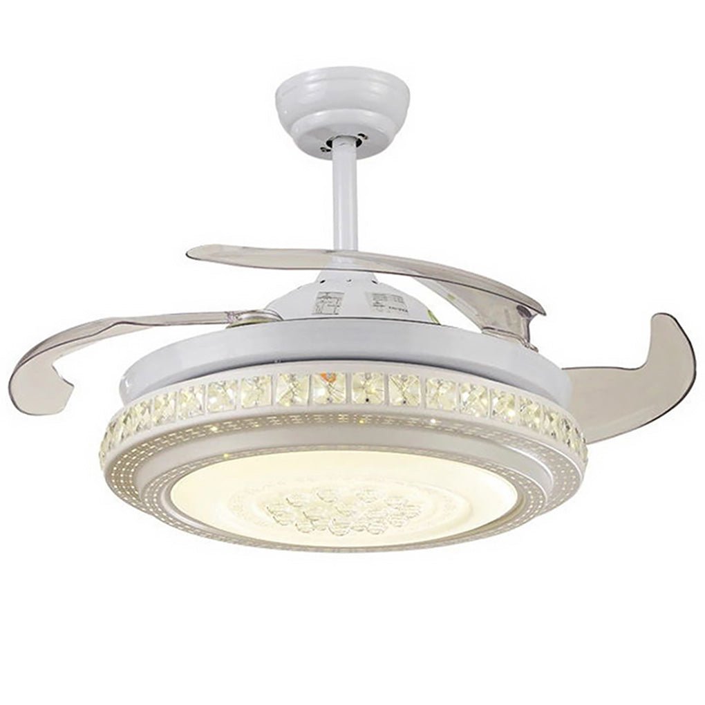Smart Dimming Invisible Blade LED Ceiling Fan Chandelier – Remote Controlled, Frequency Conversion, 3-Color Lighting