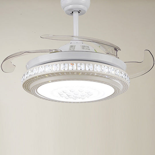Smart Dimming Invisible Blade LED Ceiling Fan Chandelier – Remote Controlled, Frequency Conversion, 3-Color Lighting