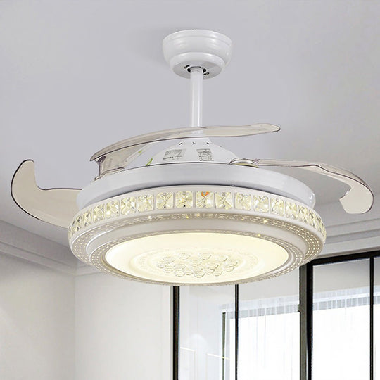 Smart Dimming Invisible Blade LED Ceiling Fan Chandelier – Remote Controlled, Frequency Conversion, 3-Color Lighting