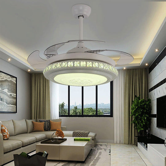 Smart Dimming Invisible Blade LED Ceiling Fan Chandelier – Remote Controlled, Frequency Conversion, 3-Color Lighting