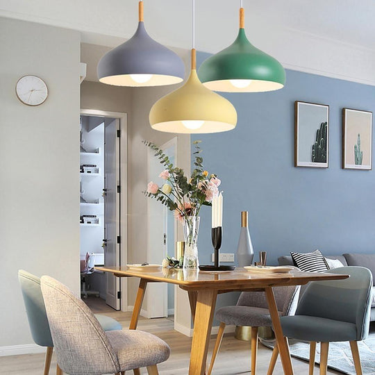 Decorative Cone Metal Wood Pendant Light
