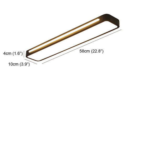 Rectangular Black/White Metal LED Flush Mount Ceiling Light