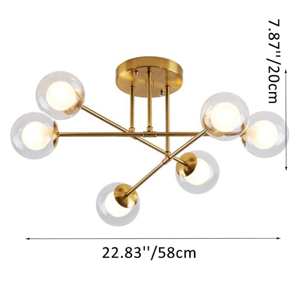 6-Light Glass Sputnik LED Modern Chandelier