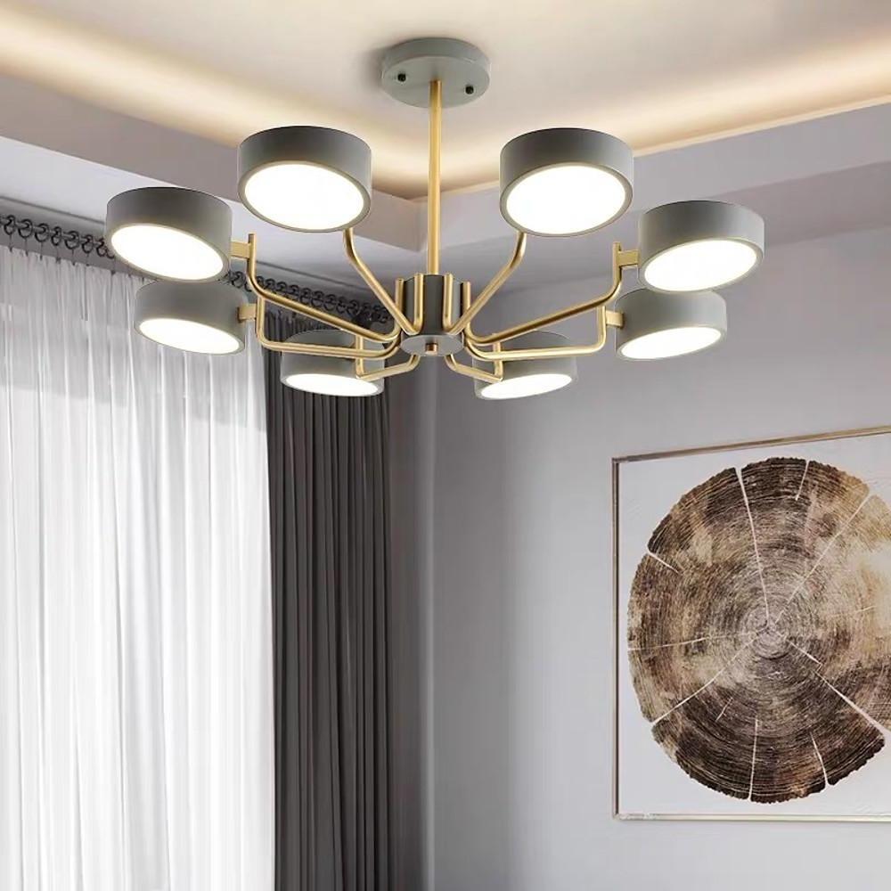 8-Light Modern LED Chandelier – Fixed 24" Hanging Height, 3000 K–5400 K
