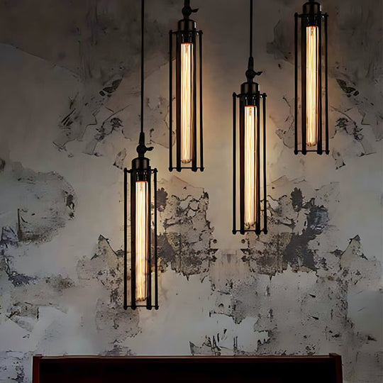 Iron Antique Flute Retro Industrial Style Pendant Light with Tungsten Bulb